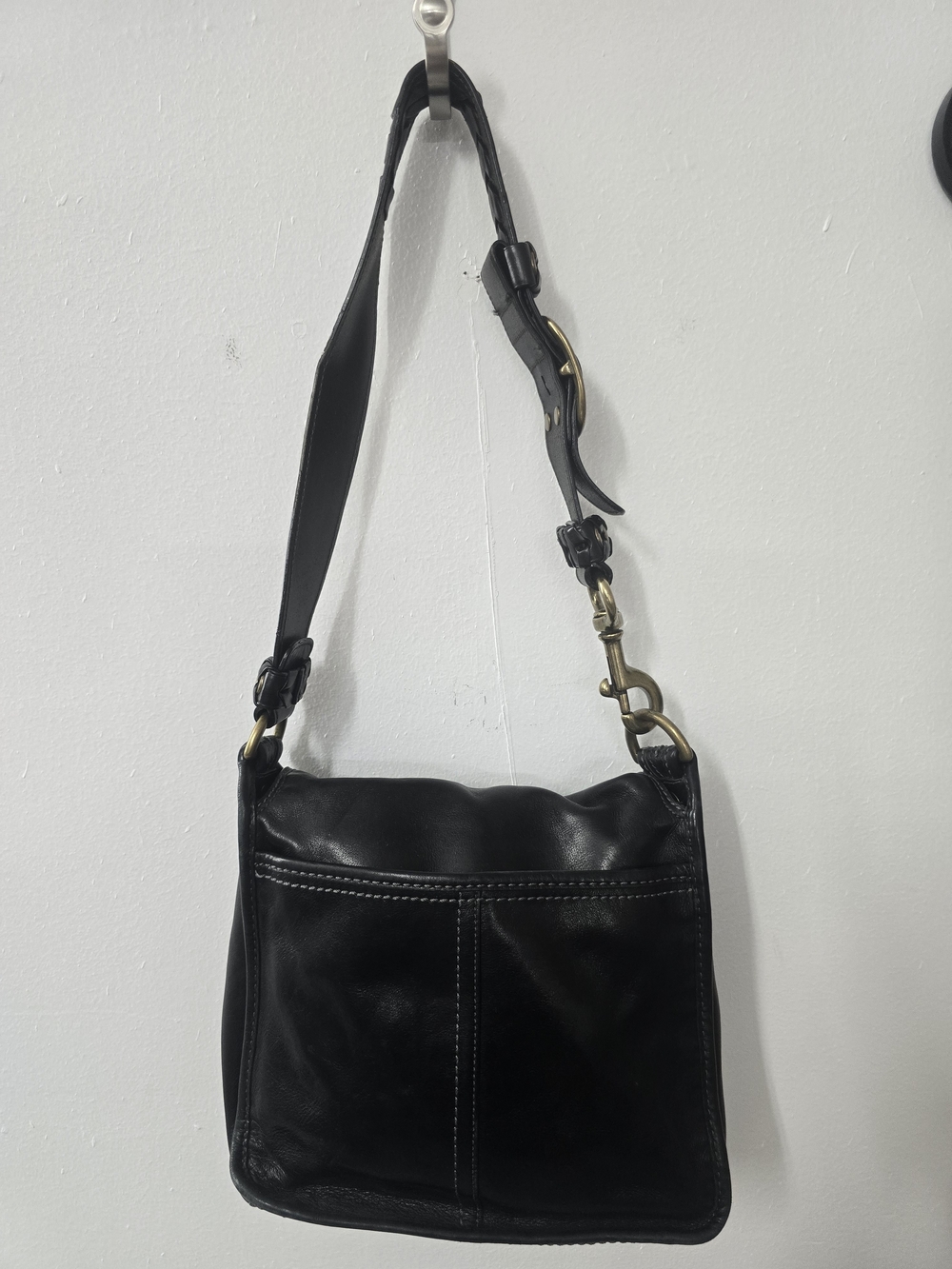 Coach Bleeker Legacy Tattersall Flap Shoulder Bag | Style 11419 | Black Leather - Picture 2 of 7